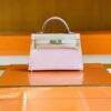 Hermès mini Kelly Sellier Chevre 3q rose sakura pink Silver Hardware 19cm Full Handmade