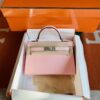 Hermès mini Kelly Sellier Chevre 3q rose sakura pink Silver Hardware 19cm Full Handmade