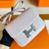 Hermès mini Consatnce Matte Alligator crocodile cc09 Light Pink Silver Hardware 18cm Full Handmade