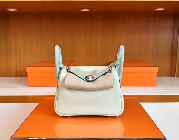 Hermès mini Lindy Touch Swift & Alligator crocodile OS Light Green Silver Hardware 19cm Full Handmade