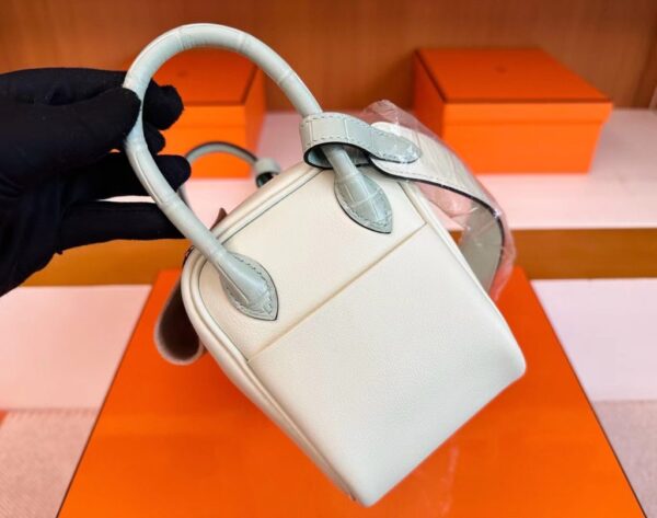 Hermès mini Lindy Touch Swift & Alligator crocodile OS Light Green Silver Hardware 19cm Full Handmade