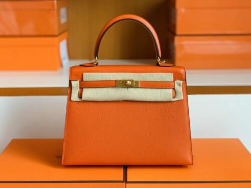 Hermès Kelly epsom ck93 orange Gold Hardware 25cm Full Handmade