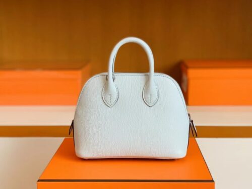 Hermès mini Bolide Chevre T0 Light Blue Silver Hardware 19cm Full Handmade