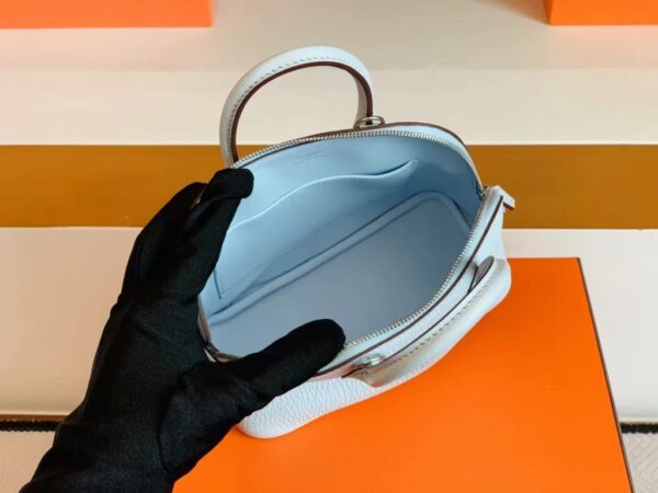 mmexport1692180723335-1024x768-1 Hermès mini Bolide Chevre T0 Light Blue Silver Hardware 19cm Full Handmade