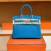 Hermès Birkin Swift OF Florida blue Silver Hardware 30cm Full Handmade