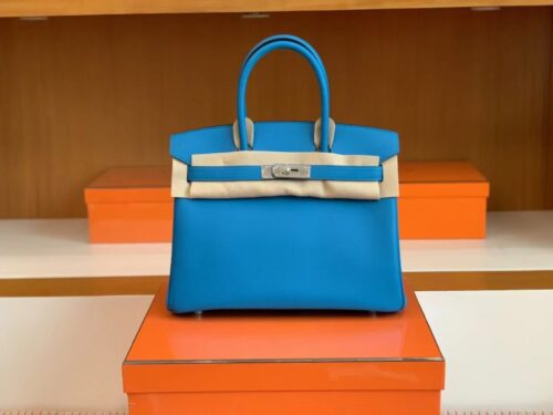 Hermès Birkin Swift OF Florida blue Silver Hardware 30cm Full Handmade