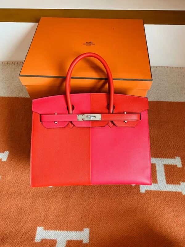 mmexport1692258753613-768x1024-1 Hermès Birkin Epsom Bright Red & Rose Pink Silver Hardware 30cm Full Handmade