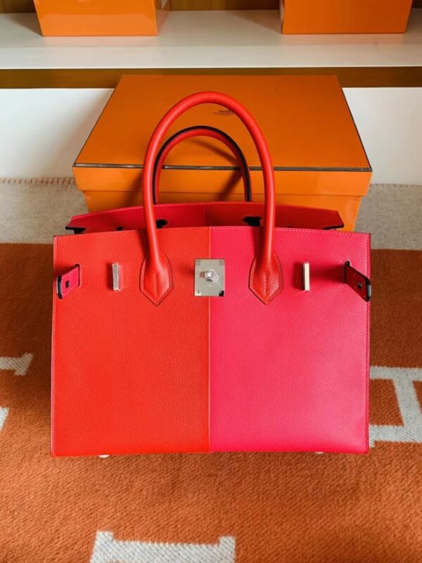mmexport1692258755038-768x1024-1 Hermès Birkin Epsom Bright Red & Rose Pink Silver Hardware 30cm Full Handmade
