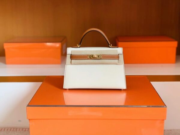 mmexport1692259058945-1024x768-1 Hermès Mini kelly Sellier Epsom Creamy White & Golden Brown Gold Hardware 19cm Full Handmade