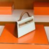 Hermès Mini kelly Sellier Epsom Creamy White & Golden Brown Gold Hardware 19cm Full Handmade