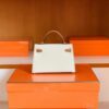 Hermès Mini kelly Sellier Epsom Creamy White & Golden Brown Gold Hardware 19cm Full Handmade