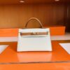 Hermès Mini kelly Sellier Epsom Creamy White & Golden Brown Gold Hardware 19cm Full Handmade
