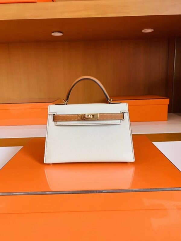 mmexport1692259067005-768x1024-1 Hermès Mini kelly Sellier Epsom Creamy White & Golden Brown Gold Hardware 19cm Full Handmade