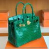 Hermès Birkin Shiny Porosus 6Q jade green Gold Hardware 30cm Full Handmade