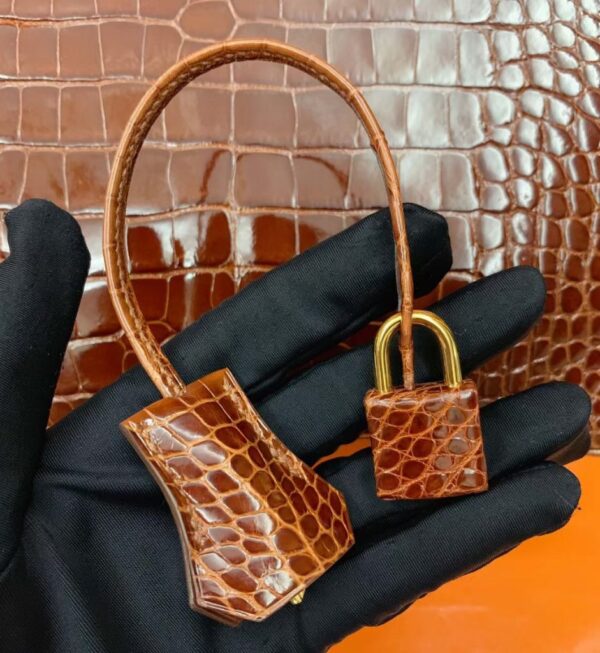 mmexport16925285230551-941x1024-1 Hermès Birkin shiny alligator crocodile Brown Gold Hardware 25cm Full Handmade