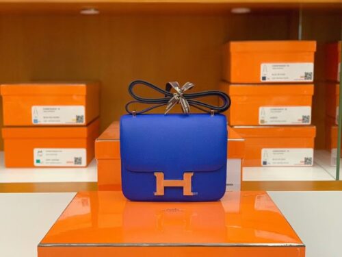 Hermès Constance Epsom i7 Azure blue Gold Hardware 18cm Full Handmade