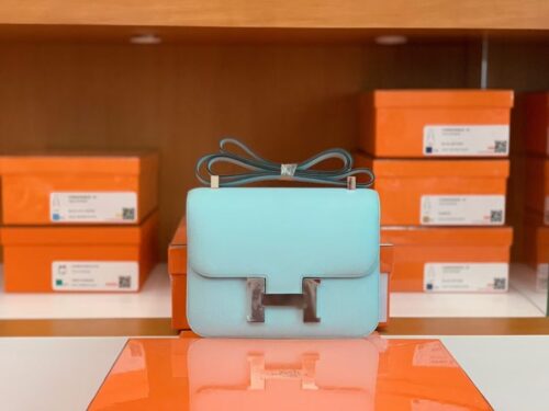 Hermès Constance Epsom 6u Light Blue Silver Hardware 23cm Full Handmade