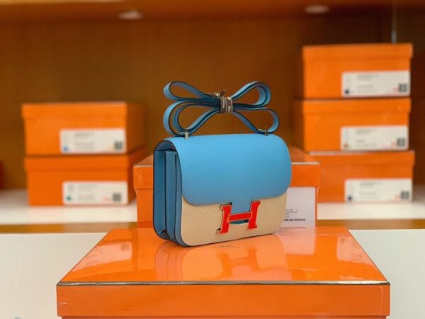mmexport16925288779431-1024x768-1 Hermès Constance Epsom P3 Candy Blue Red enamel buckle Silver Hardware 18cm Full Handmade