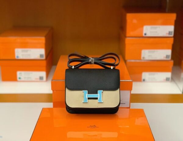 mmexport16925289492881-1024x787-1 Hermès Constance Epsom Black Blue enamel buckle Silver Hardware 18cm Full Handmade