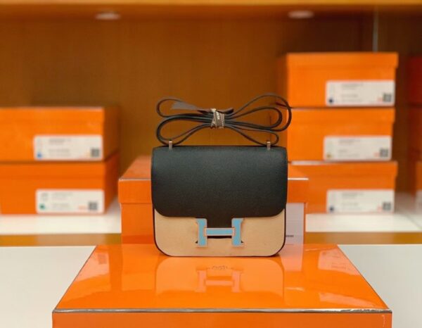 mmexport16925289520391-1024x795-1 Hermès Constance Epsom Black Blue enamel buckle Silver Hardware 18cm Full Handmade