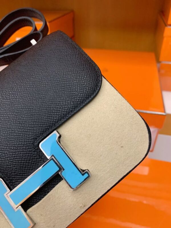 mmexport16925289549301-768x1024-1 Hermès Constance Epsom Black Blue enamel buckle Silver Hardware 18cm Full Handmade