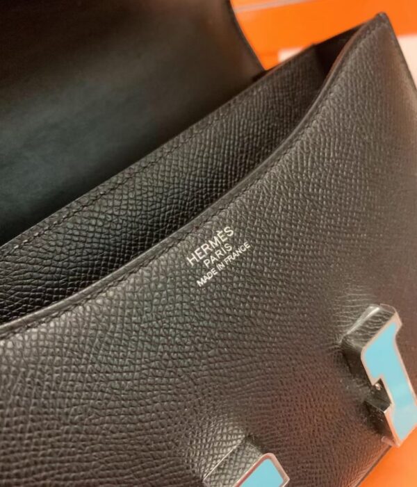 mmexport16925289563341-877x1024-1 Hermès Constance Epsom Black Blue enamel buckle Silver Hardware 18cm Full Handmade