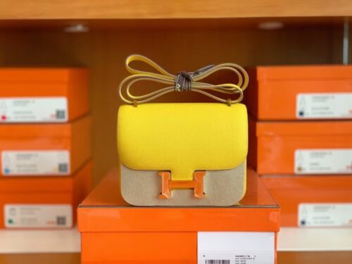 Hermès Constance Epsom ck9o Naples yellow Gold Hardware 18cm Full Handmade