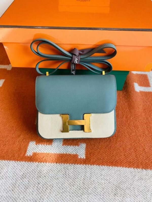 mmexport1693382006795-768x1024-1 Hermès mini Constance Epsom ck63 Grayish green Gold Hardware 18cm Full Handmade