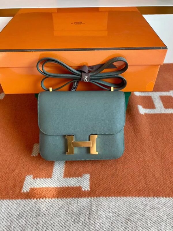 mmexport1693382008166-768x1024-1 Hermès mini Constance Epsom ck63 Grayish green Gold Hardware 18cm Full Handmade