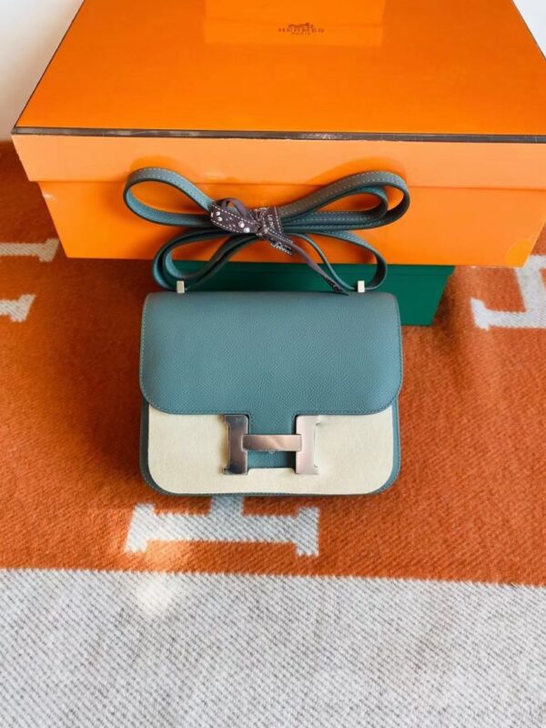 mmexport1693382053686-768x1024-1 Hermès mini Constance Epsom ck63 Grayish green Silver Hardware 18cm Full Handmade