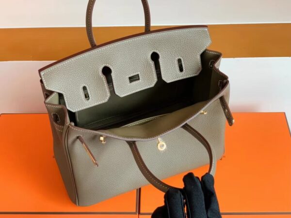 Hermès Brikin Togo ck18 Etoupe Grey Gold Hardware 25cm Full Handmade