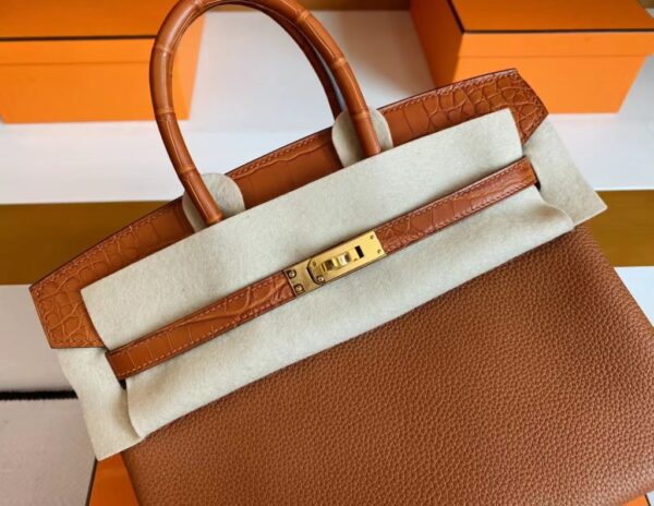 mmexport1696605695212-1024x792-1 Hermès Birkin Touch togo & crocodile Ck37 Golden Brown Gold Hardware 25cm Full Handmade