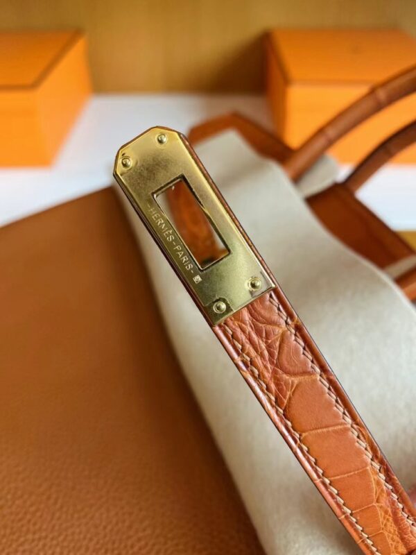 mmexport1696605697811-768x1024-1 Hermès Birkin Touch togo & crocodile Ck37 Golden Brown Gold Hardware 25cm Full Handmade