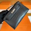 mmexport1696605749642-1024x767-1 Hermès mini kelly pochette Matte Alligator crocodile Black Silver Hardware 22cm Full Handmade