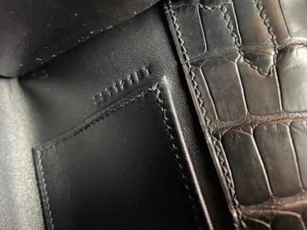mmexport1696605754520-1024x768-1 Hermès mini kelly pochette Matte Alligator crocodile Black Silver Hardware 22cm Full Handmade