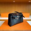 mmexport1696605755924-1024x837-1 Hermès mini kelly pochette Matte Alligator crocodile Black Silver Hardware 22cm Full Handmade