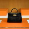 Hermès mini kelly lizard Leather Black Gold Hardware 19cm Full Handmade