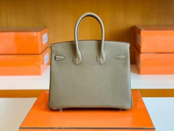 Hermès Birkin Togo Etoupe Grey Silver Hardware 25cm Full Handmade