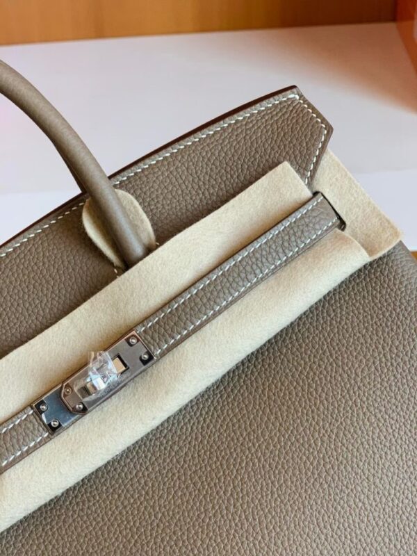 Hermès Birkin Togo Etoupe Grey Silver Hardware 25cm Full Handmade