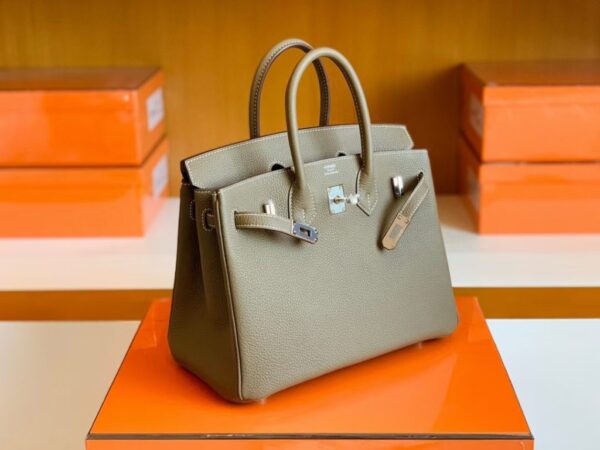 Hermès Birkin Togo Etoupe Grey Silver Hardware 25cm Full Handmade