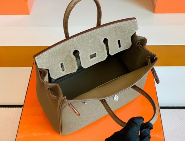 Hermès Birkin Togo Etoupe Grey Silver Hardware 25cm Full Handmade