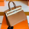 Hermès Birkin Togo CK37 Golden Brown Silver Hardware 25cm Full Handmade