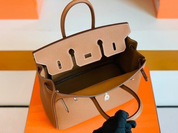 Hermès Birkin Togo CK37 Golden Brown Silver Hardware 25cm Full Handmade