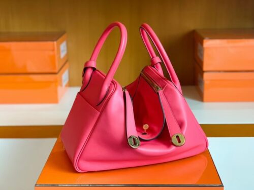 Hermès Lindy Swift 8W lipstick pink Gold Hardware 30cm Full Handmade