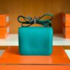 Hermès Constance Swift 7F blue-green turquoise Silver Hardware 18cm Full Handmade