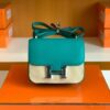 Hermès Constance Swift 7F blue-green turquoise Silver Hardware 18cm Full Handmade