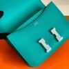 Hermès Constance Swift 7F blue-green turquoise Silver Hardware 18cm Full Handmade