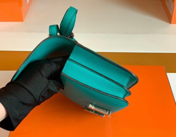 Hermès Constance Swift 7F blue-green turquoise Silver Hardware 18cm Full Handmade