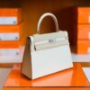 Hermès Kelly Epsom Creamy White Silver Hardware 25cm Full Handmade