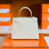 Hermès Kelly Epsom Creamy White Silver Hardware 25cm Full Handmade